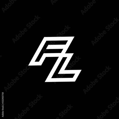 FL logo monogram with up to down style negative space design template