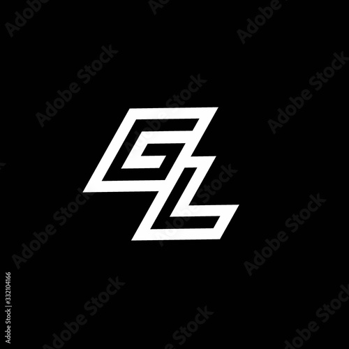 GL logo monogram with up to down style negative space design template