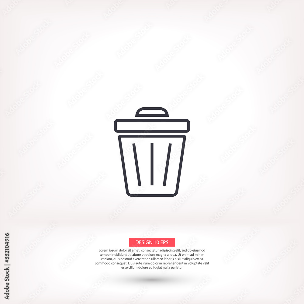 Trash vector icon , lorem ipsum Flat design