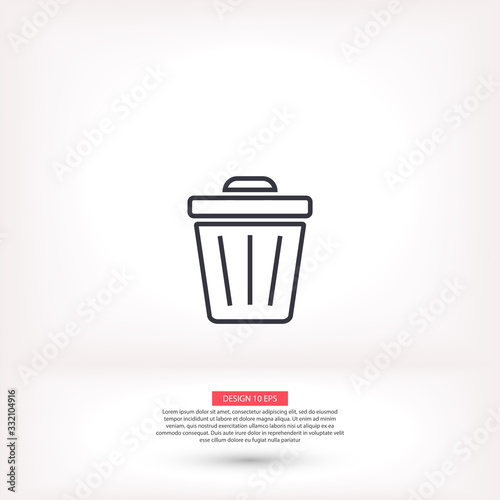 Trash vector icon , lorem ipsum Flat design