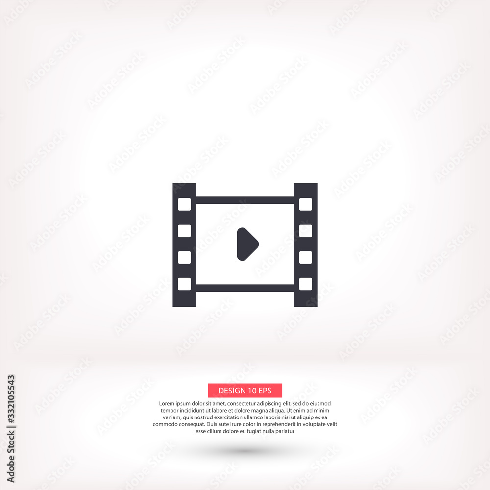 Play the film vector icon , lorem ipsum Flat design