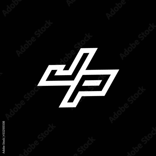 JP logo monogram with up to down style negative space design template photo