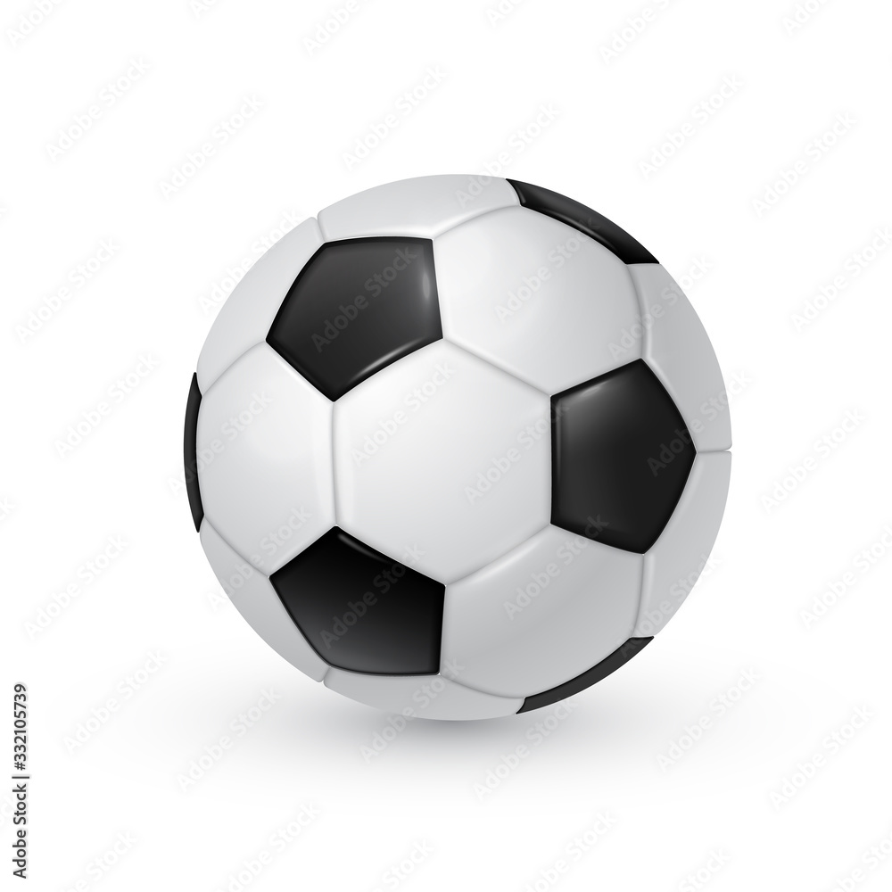 Soccer ball realistic vector illustration isolated on white background.