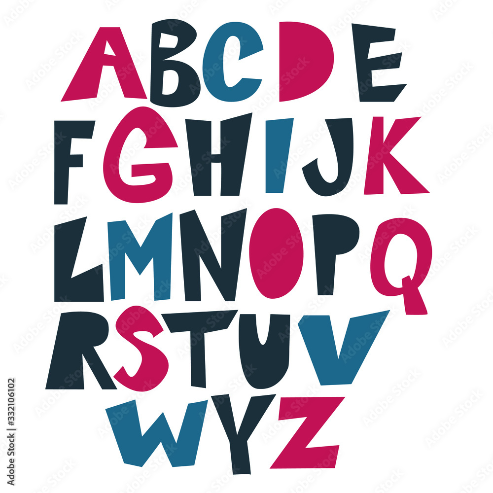 cute colorful alphabet for children, learning letters for little ones