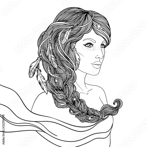 Portrait of Scorpio astrological sign as a beautiful girl. Zodiac vector illu...