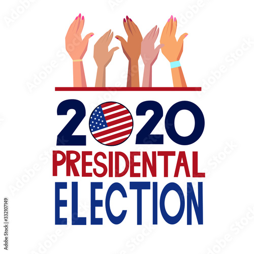  Flyer vector blue red white logo.American election day. Usa debate of president voting. Election voting poster.2020 United States of America presidential election vote