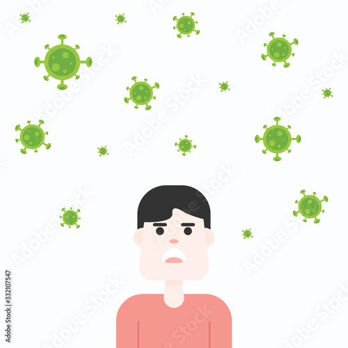 Novel coronavirus. COVID-19. 2019-NCOV. Man with coronavirus. Coronavirus concept. Vector illustration.