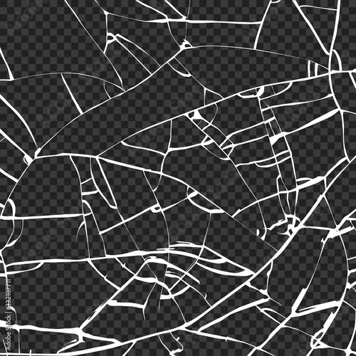 Surface of broken glass texture. Sketch shattered or crushed glass effect. Vector