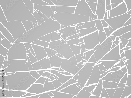 Broken glass texture. White cracked mirror pattern. Vector illustration