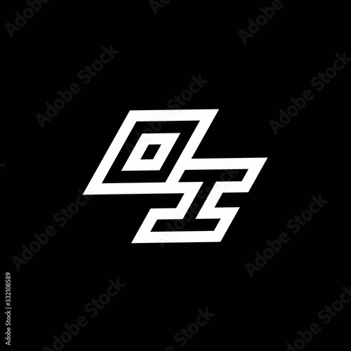 OI logo monogram with up to down style negative space design template