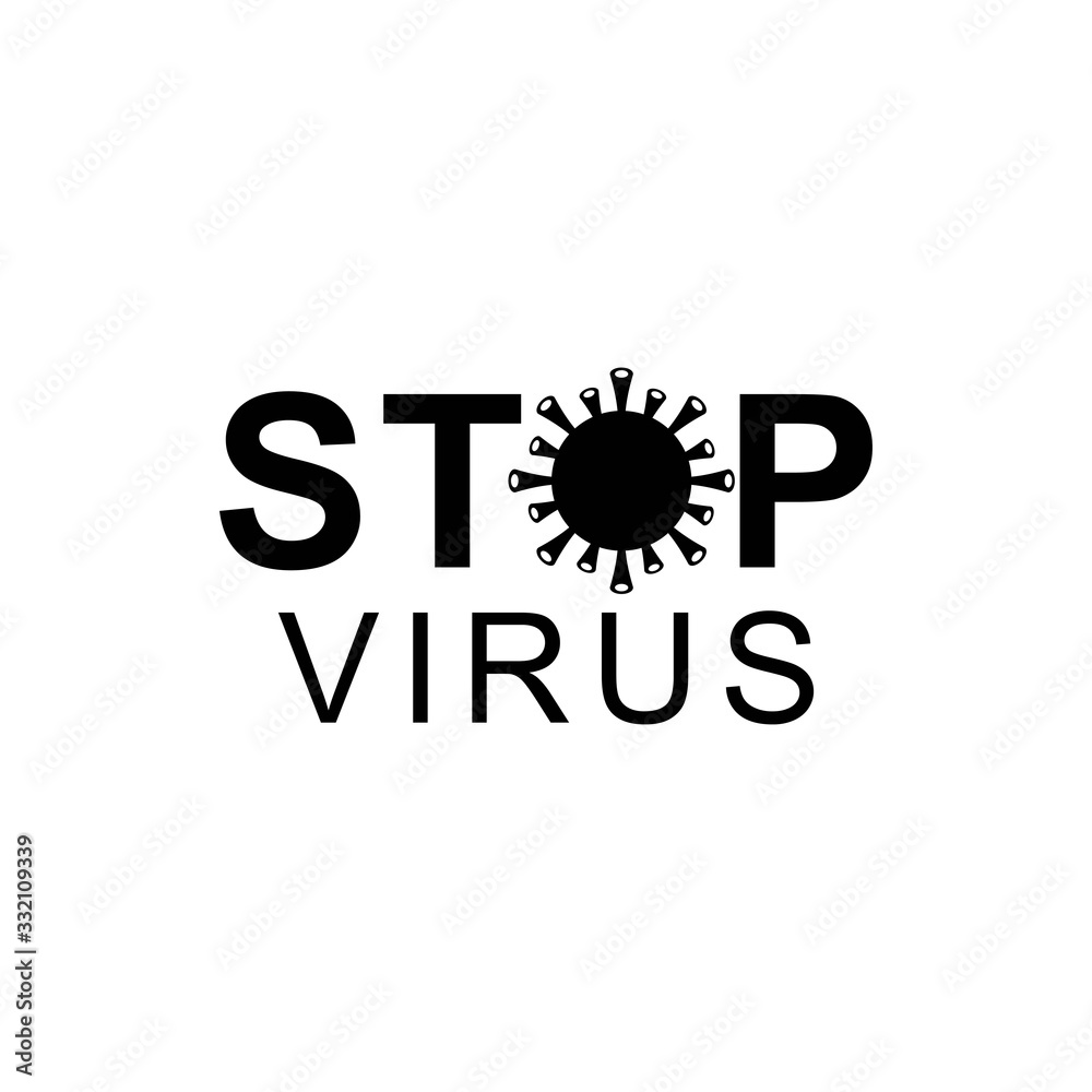Black text stop icon virus, Bacteria, Germs and Microbe isolated on white background. Vector Icon Illustration Black text stop icon virus, Bacteria, Germs and Microbe isolated on white background. Vector Icon Illustration