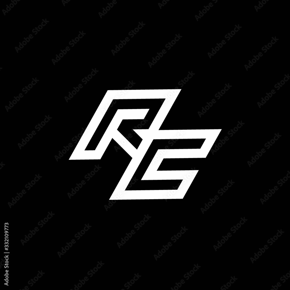 RC logo monogram with up to down style negative space design template