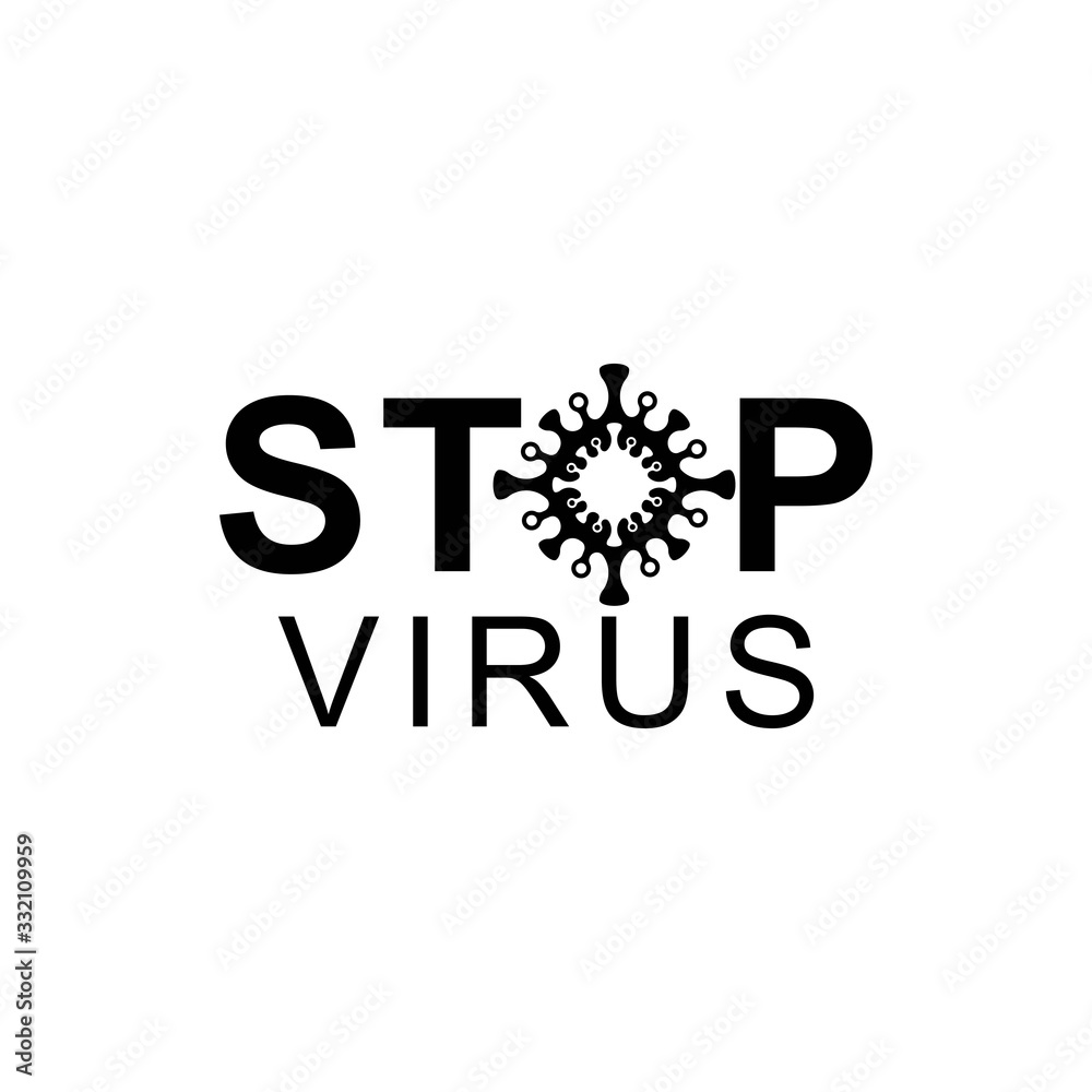 Black text stop icon virus, Bacteria, Germs and Microbe isolated on white background. Vector Icon Illustration Black text stop icon virus, Bacteria, Germs and Microbe isolated on white background. Vector Icon Illustration