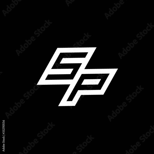 SP logo monogram with up to down style negative space design template