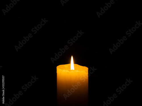 Centered candle thick scum with black background
