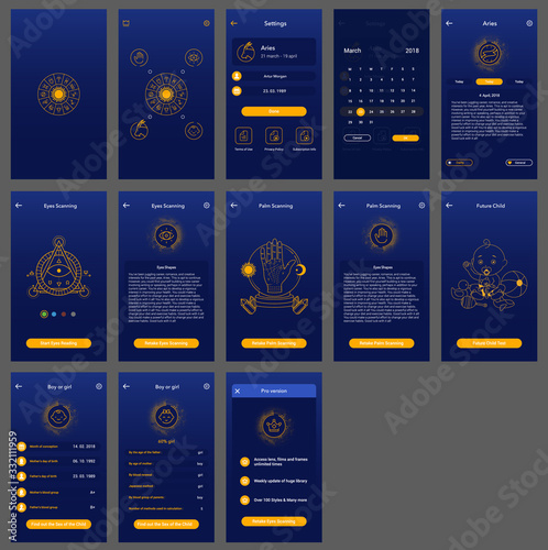 horoscope ui design app mobile user interface vector