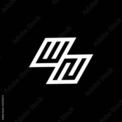 WN logo monogram with up to down style negative space design template