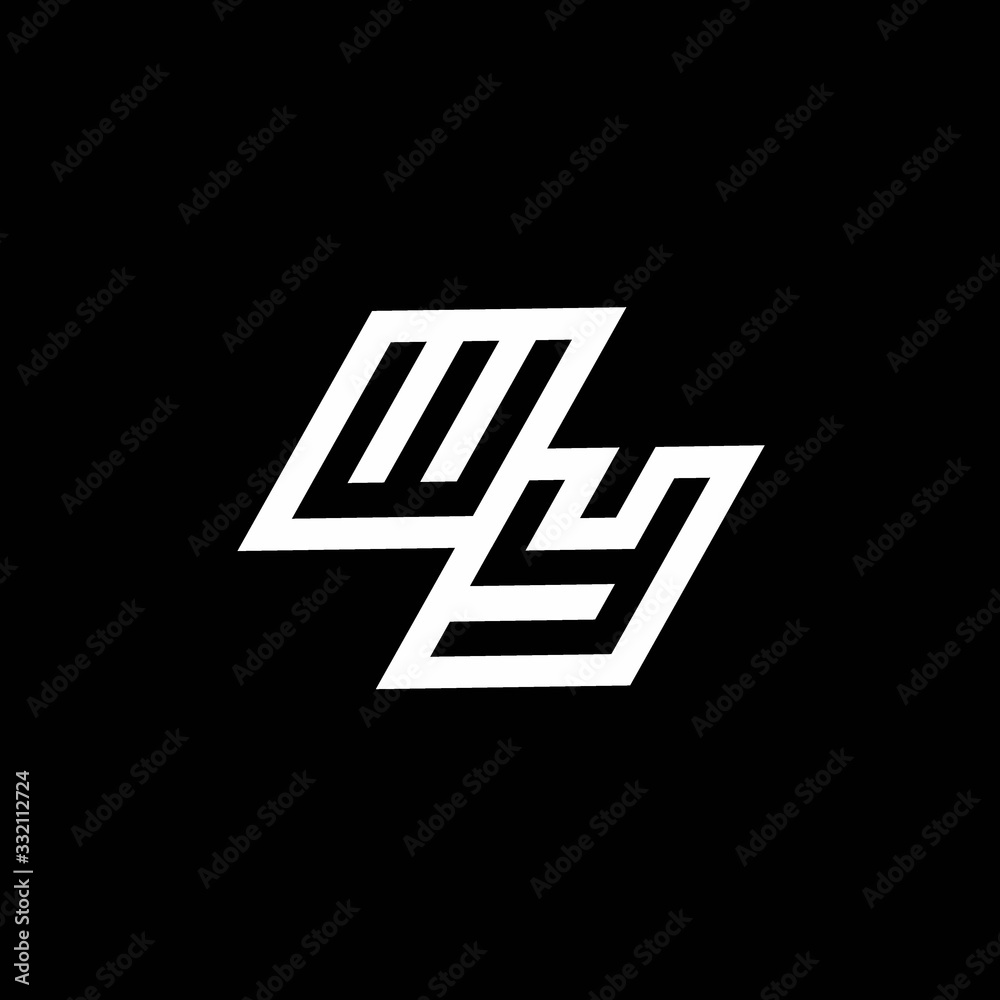 WY logo monogram with up to down style negative space design template - obrazy, fototapety, plakaty 