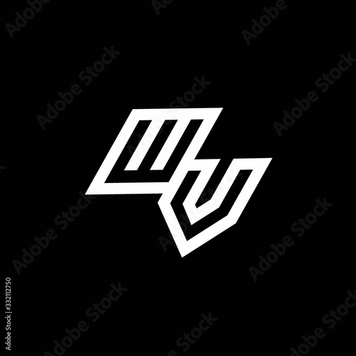 WV logo monogram with up to down style negative space design template