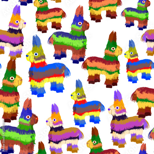 Seamless pattern funny colorful character pinata