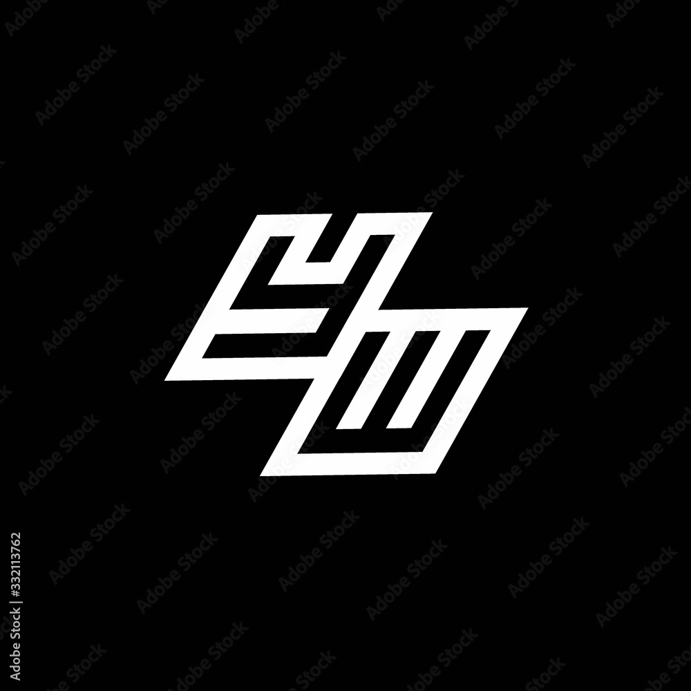 YW logo monogram with up to down style negative space design template - obrazy, fototapety, plakaty 