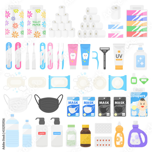 日用品、消耗品のイラストセット