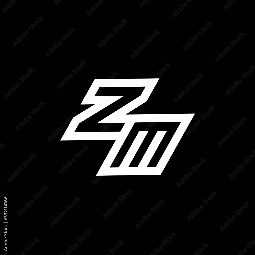 ZM logo monogram with up to down style negative space design template ZM logo monogram with up to down style negative space design template