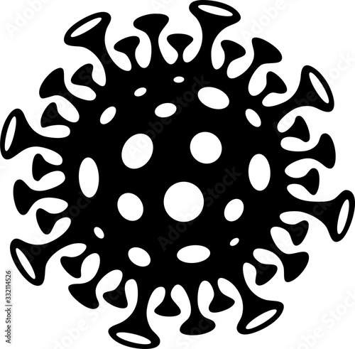 Coronavirus COVID-19 vector icon. Black on white symbol.