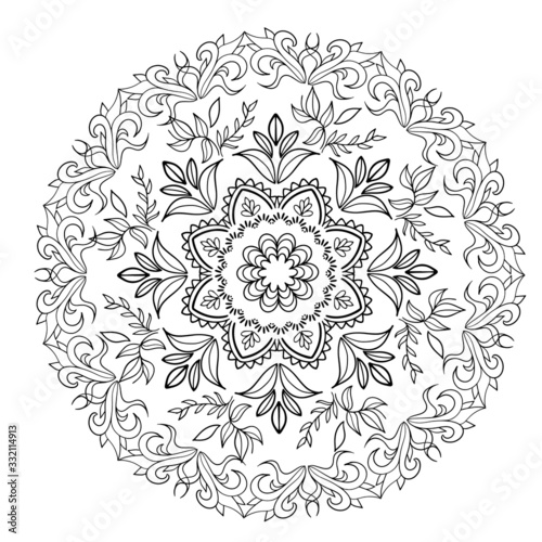 Oriental abstract ornament. Template for carpet, textile and any surface. Ornamental vector pattern with filigree details.mandala background, square geometric lace pattern with ornate frame, tribal 