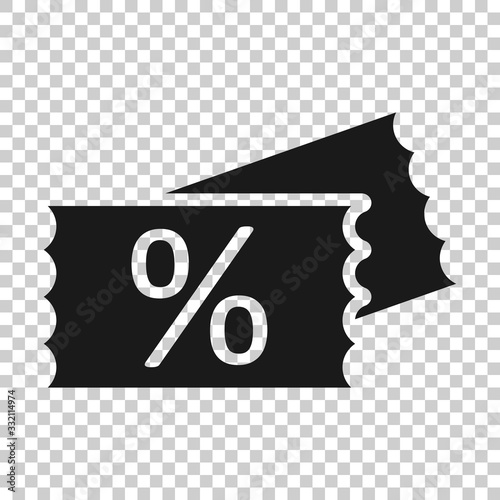 Price coupon icon in flat style. Discount tag sign vector illustration on white isolated background. Sale sticker business concept.