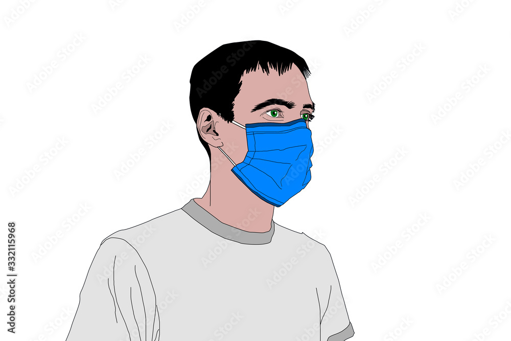 Man in medical face mask. Dangerous chinese coronavirus quarantine. Character mask protection against germs of infection. Medical disease protection concept. illustration. Man in medical face mask. Dangerous chinese coronavirus quarantine. Character mask protection against germs of infection. Medical disease protection concept. illustration.