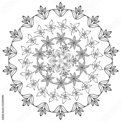 Oriental abstract ornament. Template for carpet, textile and any surface. Ornamental vector pattern with filigree details.mandala background, square geometric lace pattern with ornate frame, tribal 