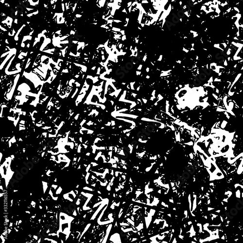 The grunge texture is black and white seamless. Abstract monochrome repeating background