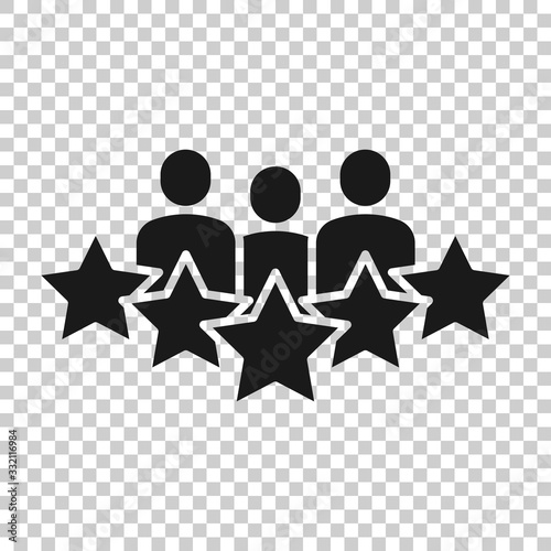 People with stars icon in flat style. Businessman rating vector illustration on white isolated background. Quality information business concept.