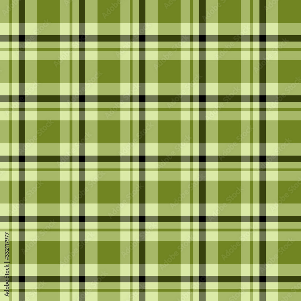 Seamless pattern in exquisite green and black colors for plaid, fabric, textile, clothes, tablecloth and other things. Vector image.