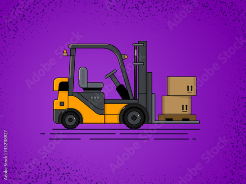 vector forklift on a uniform violet background