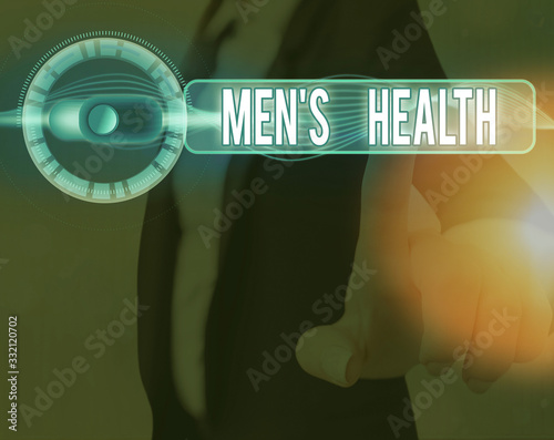 Conceptual hand writing showing Mens Health. Concept meaning state of complete physical mental and social well being by man