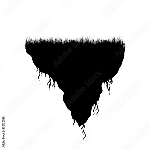 Vector silhouette of piece of land with grass on white background. Symbol of nature and planet.