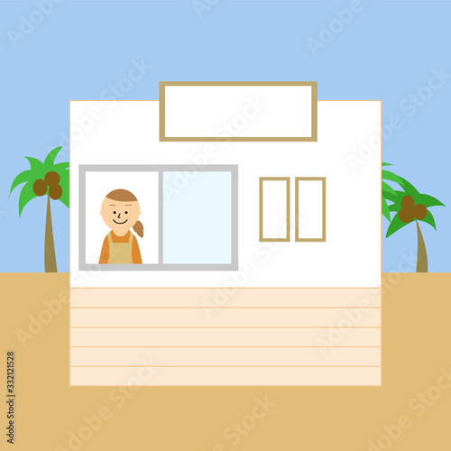 海の家　女性店員