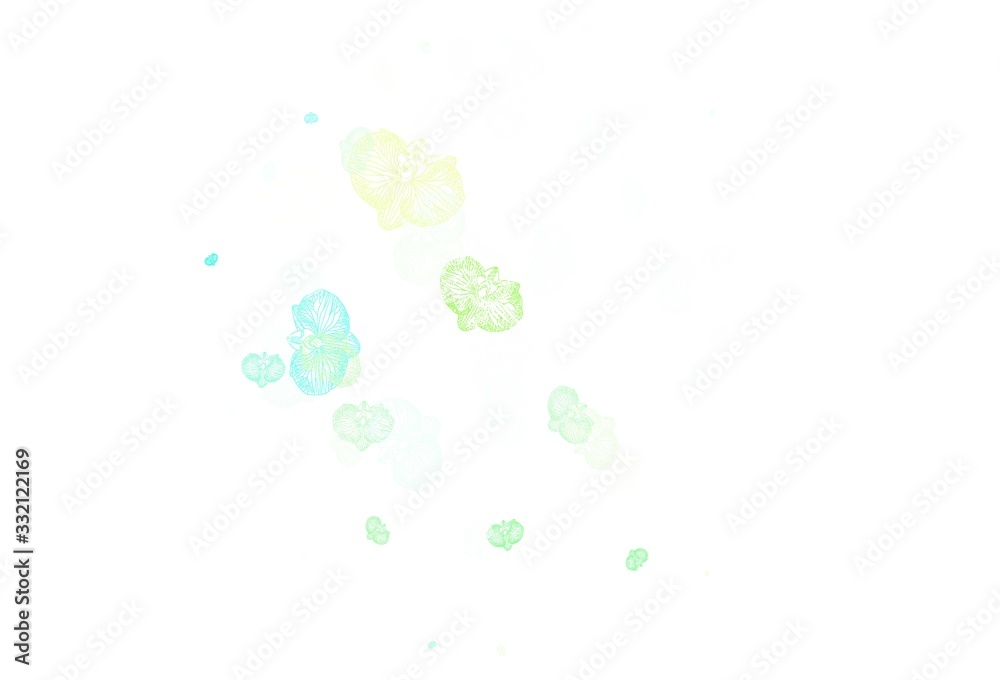 Light Blue, Green vector doodle backdrop with flowers. Light Blue, Green vector doodle backdrop with flowers.