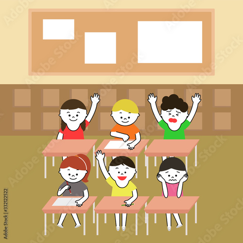 小学校　教室背景　授業イラスト