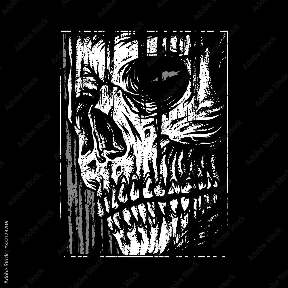 Skull horror graphic illustration vector art t-shirt design