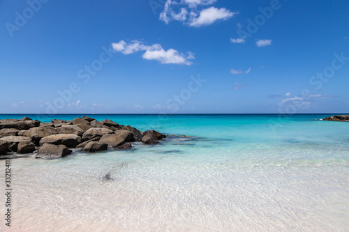 Rocks in the ocean, off the Caribbean island of Barbados