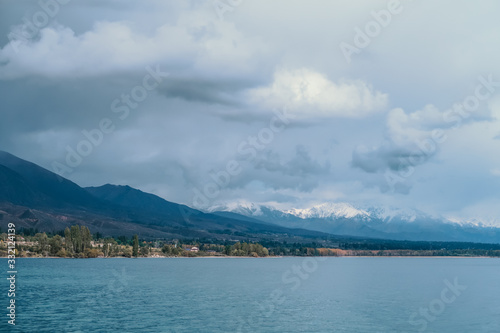 Lake and mountains view at Issyk-kul