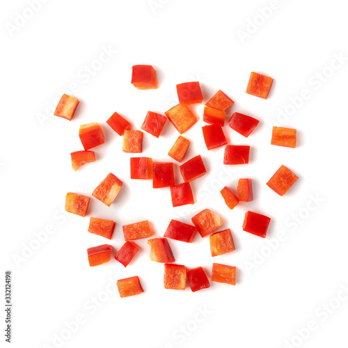 Murais de parede Chopped paprika or red sweet pepper cuts isolated