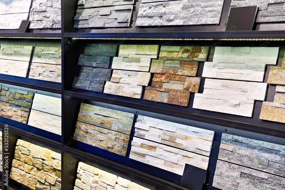 Natural stone panels in store Natural stone panels in store