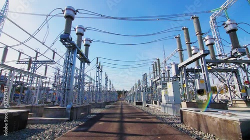 motion along powerful electrical transmission substation photo
