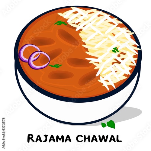 Rajma Chawal indian Punjabi food Vector