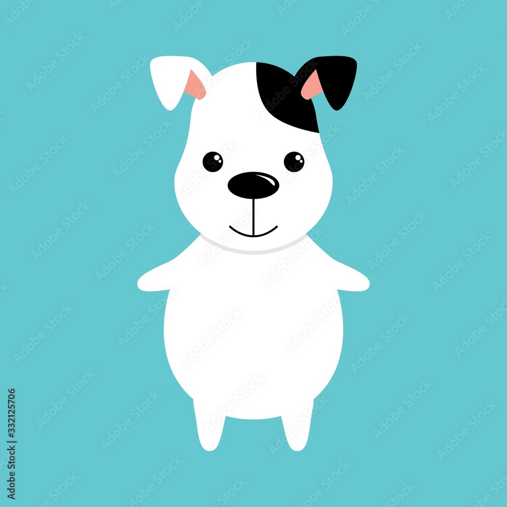 Cute funny puppy dog in in cartoon style isolated on blue background. Kawaii illustration Cute funny puppy dog in in cartoon style isolated on blue background. Kawaii illustration