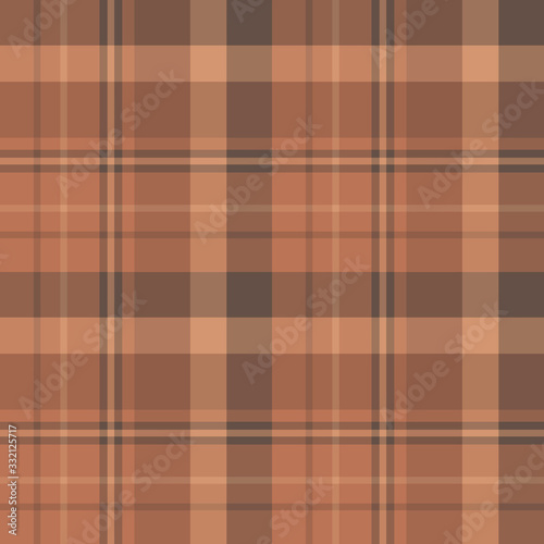 Seamless pattern in exquisite cozy brown colors for plaid, fabric, textile, clothes, tablecloth and other things. Vector image.